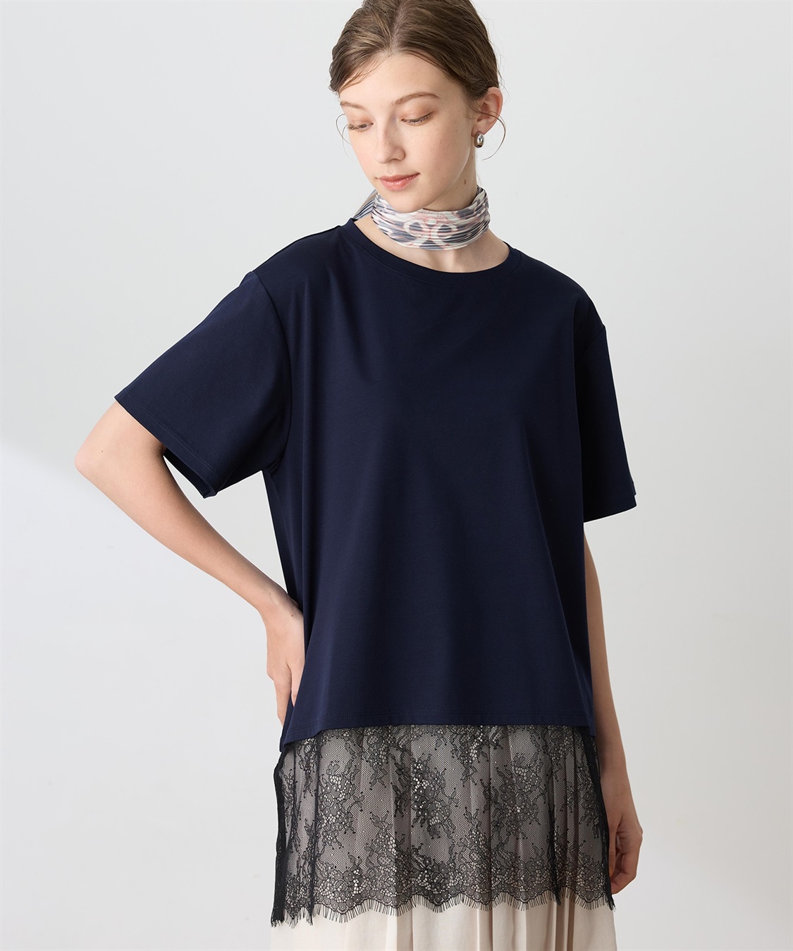 LE SOUK HOLIDAY 裾レースドッキングTシャツ【接触冷感】_sub_3