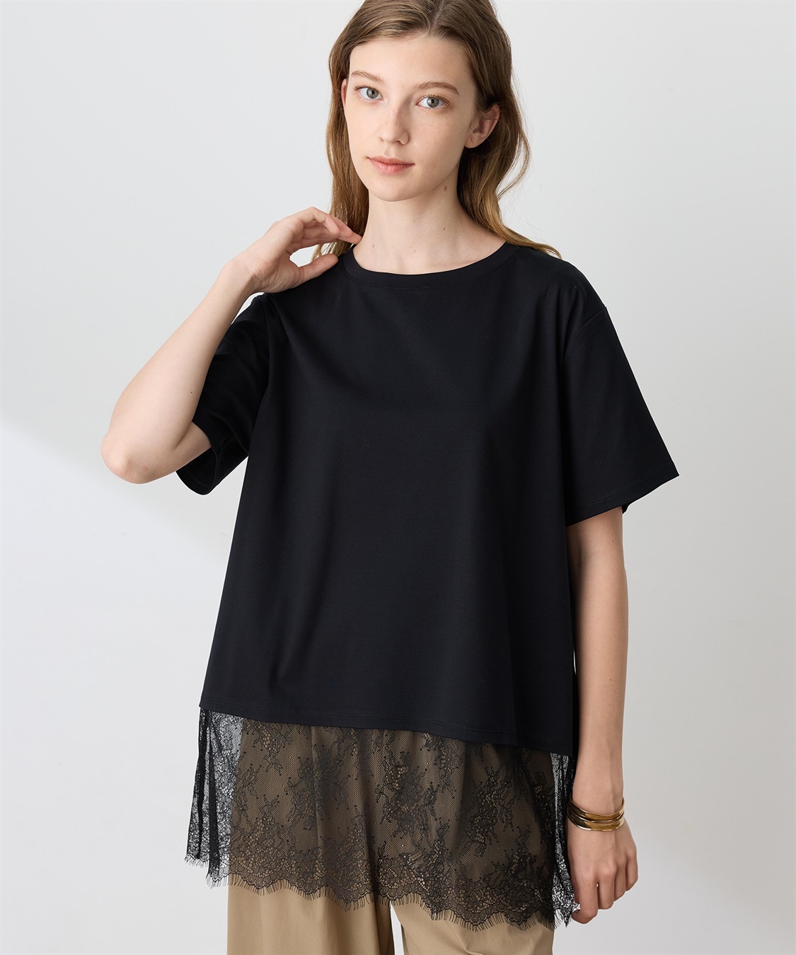 LE SOUK HOLIDAY 裾レースドッキングTシャツ【接触冷感】_sub_5