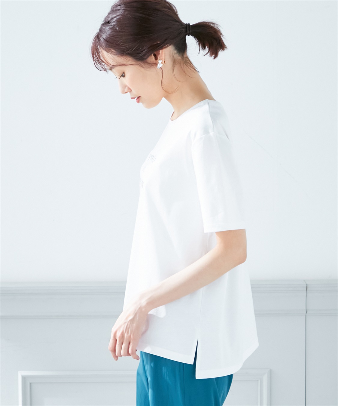 A/C DESIGN BY ALPHA CUBIC 【接触冷感】ゆるシルエットロゴプリントTシャツ_sub_1