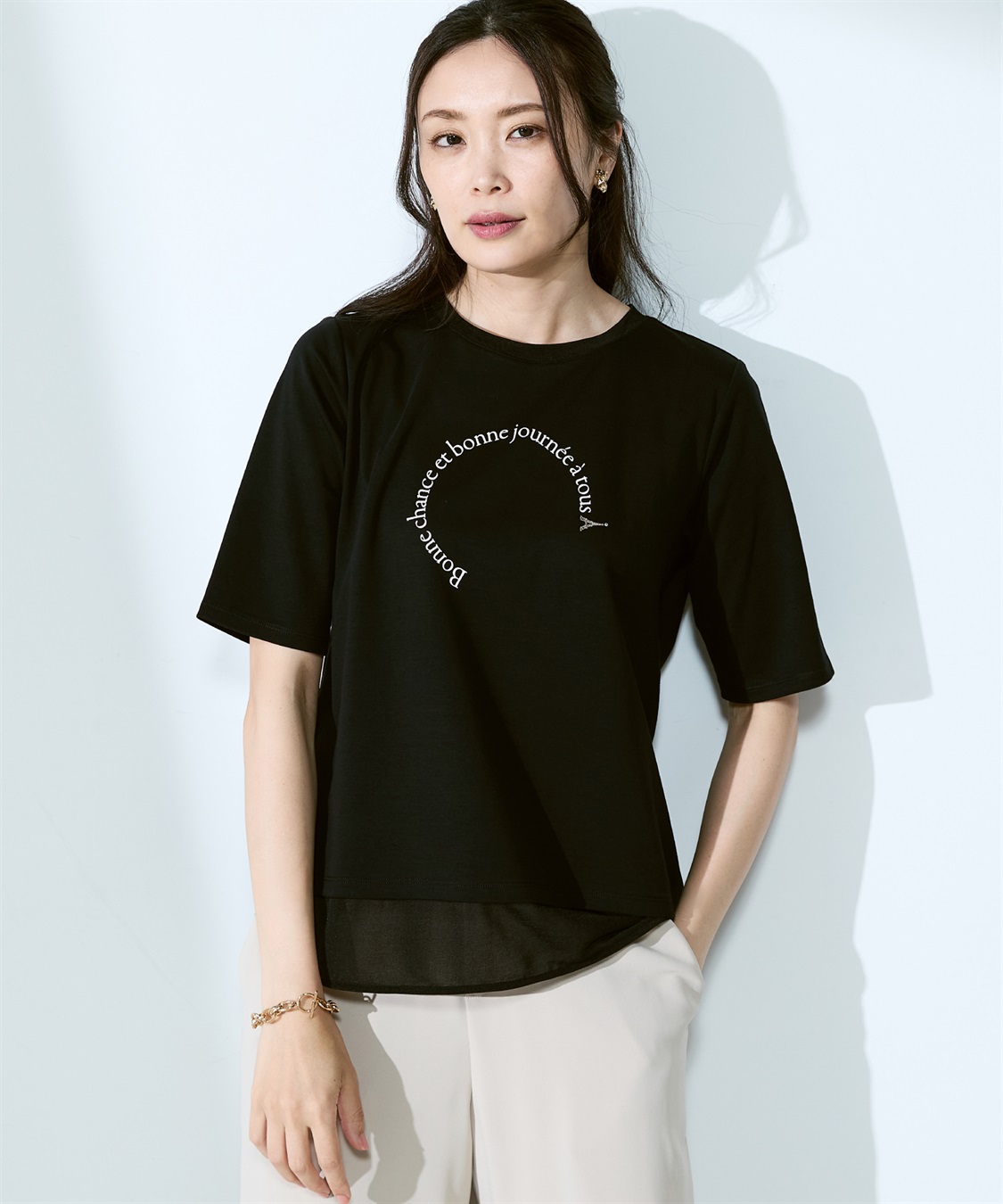 A/C DESIGN BY ALPHA CUBIC シアー切替ロゴTシャツ_sub_3