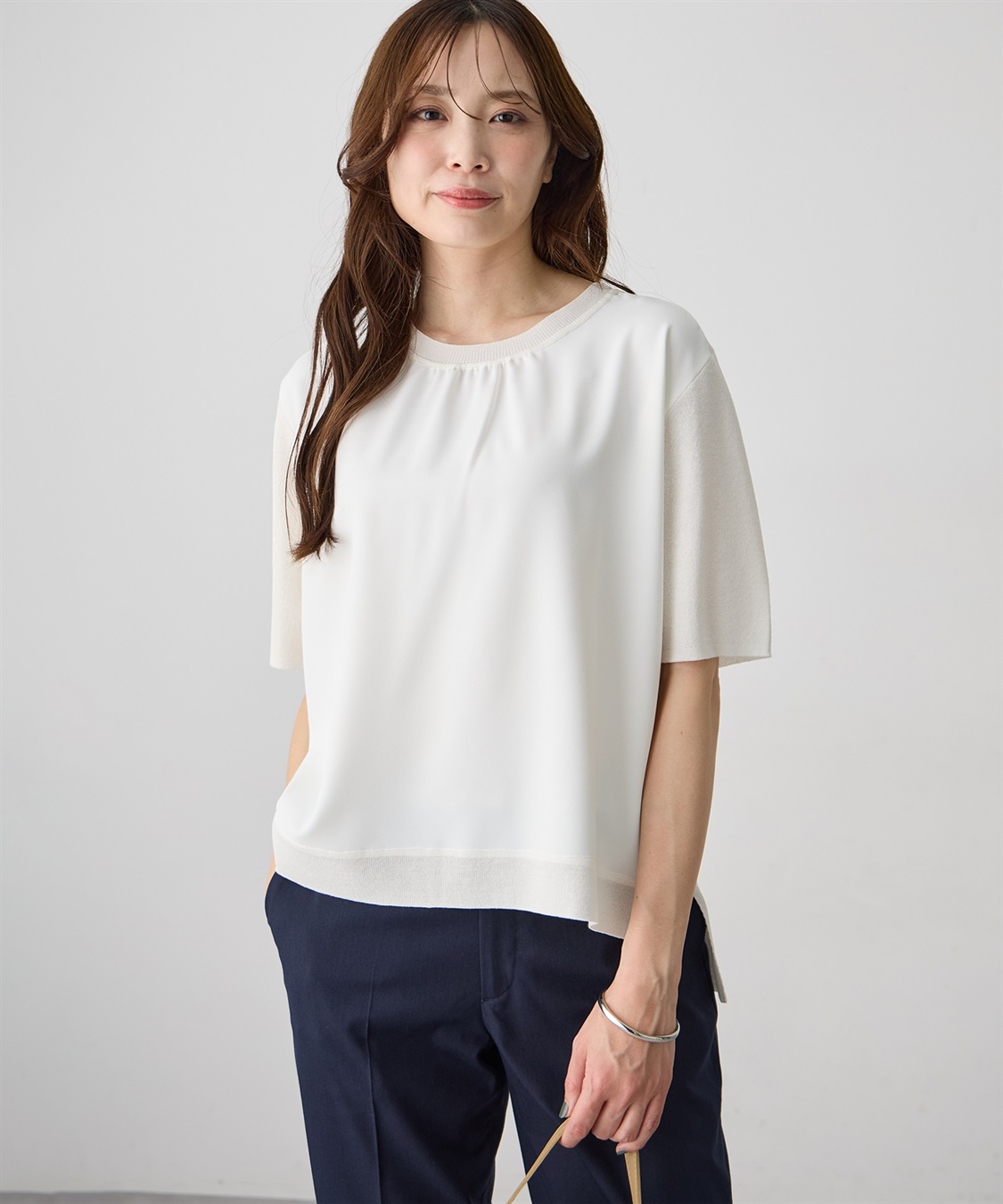 A/C DESIGN BY ALPHA CUBIC フレンチVネックTシャツ【すごツヤ・UVカット・接触冷感】_sub_10