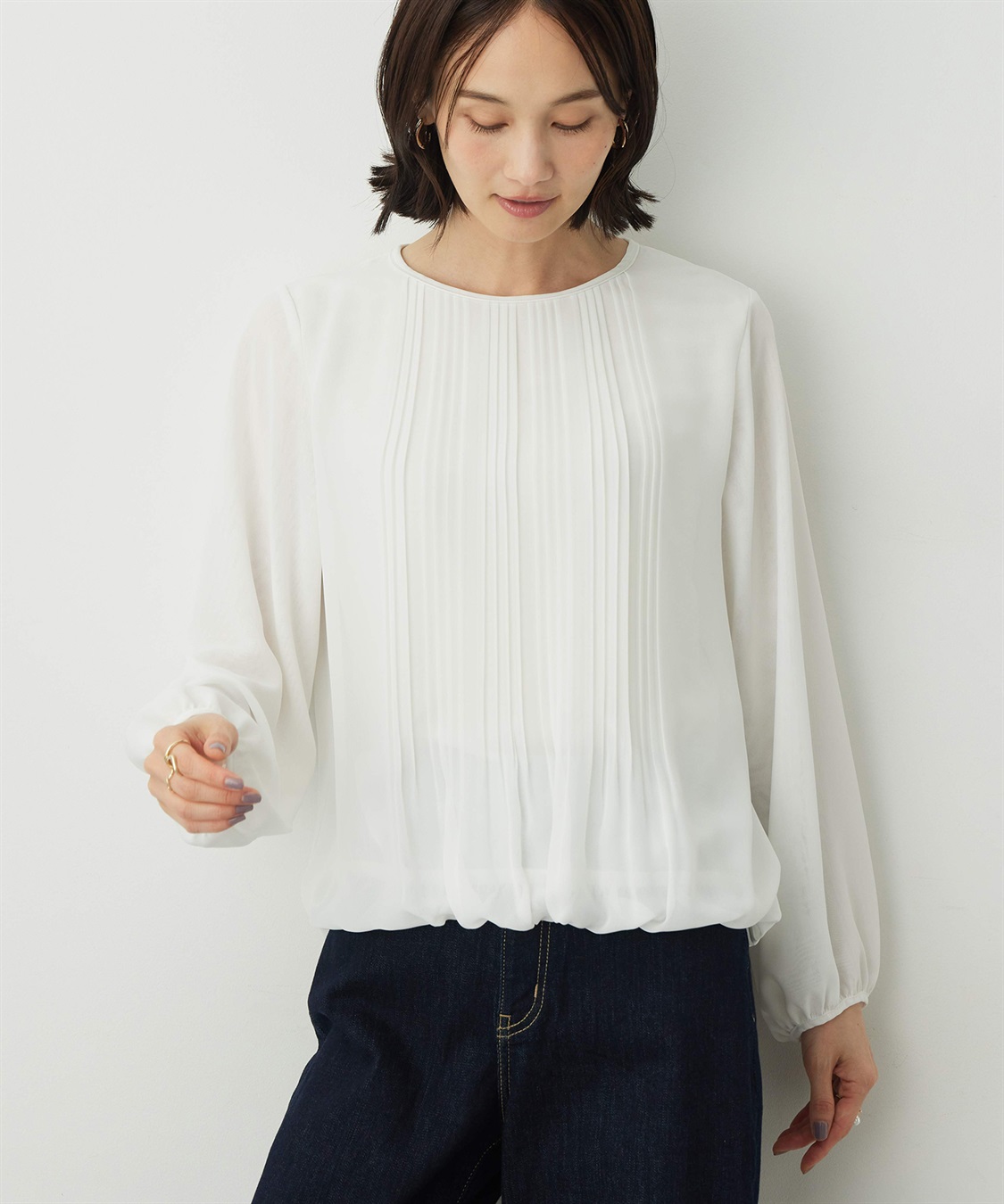 A/C DESIGN BY ALPHA CUBIC プリーツシフォンTブラウス_sub_5