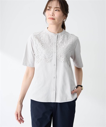 A/C DESIGN BY ALPHA CUBIC レース切替Tブラウス【接触冷感・UVカット・遮熱】_subthumb_6