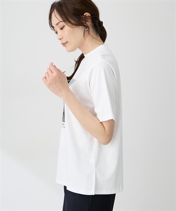 A/C DESIGN BY ALPHA CUBIC 【ALCOLLAGEプリント】フォトプリントモックネックＴシャツ【すごツヤ・UVカット・接触冷感】_subthumb_1