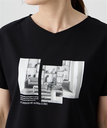 A/C DESIGN BY ALPHA CUBIC 【ALCOLLAGEプリント】フォトプリントストライプＴシャツ【すごツヤ・UVカット・接触冷感】_subthumb_9