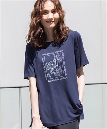 A/C DESIGN BY ALPHA CUBIC フラワーイラストプリントＴシャツ【ひやツヤ・UVカット・接触冷感】_subthumb_1