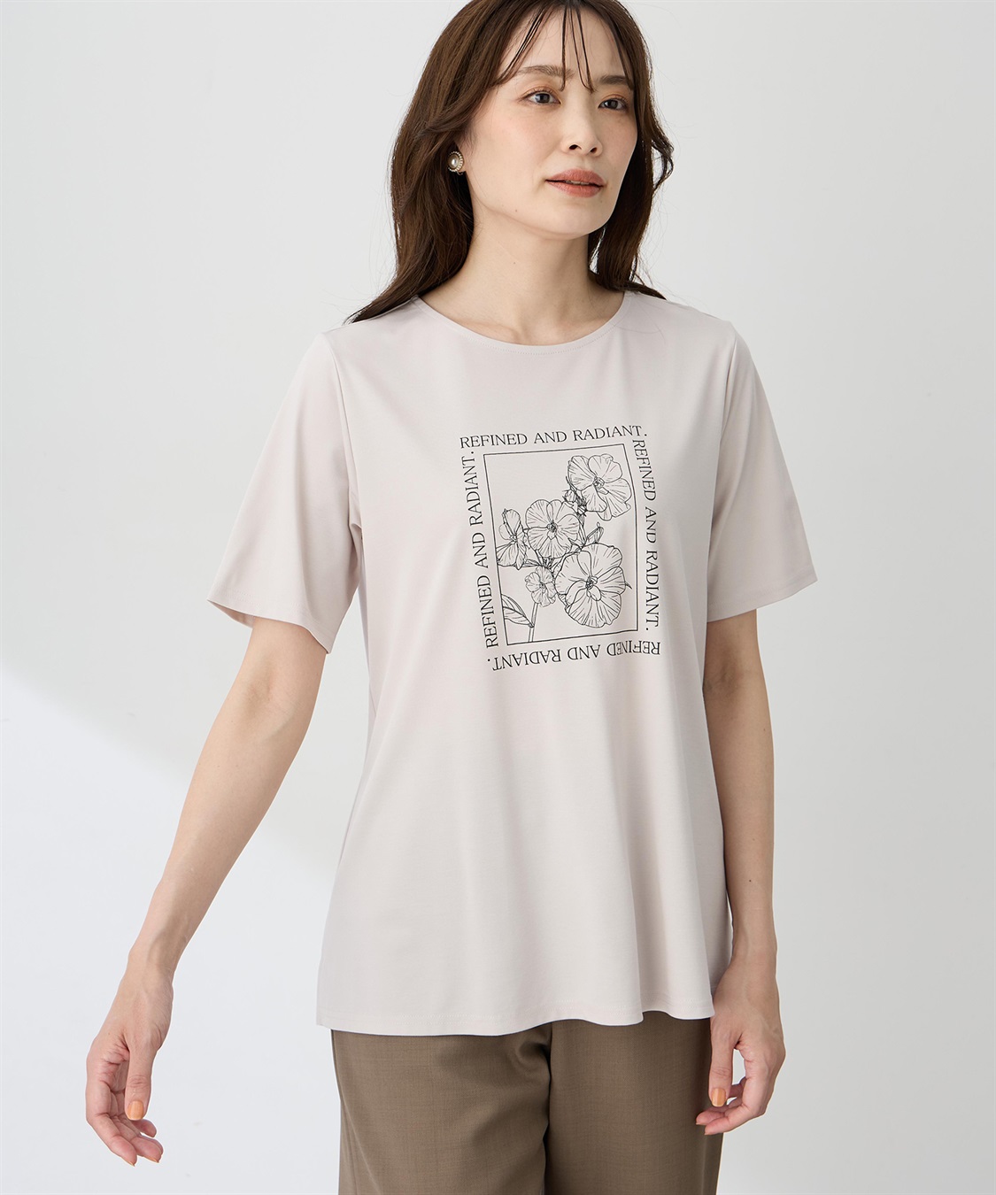 A/C DESIGN BY ALPHA CUBIC フラワーイラストプリントＴシャツ【ひやツヤ・UVカット・接触冷感】_sub_6