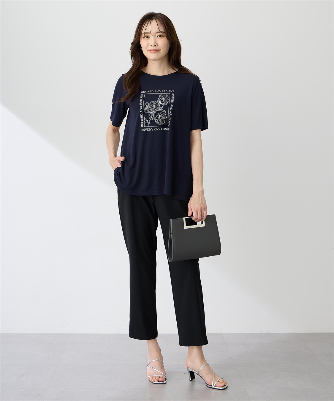 A/C DESIGN BY ALPHA CUBIC フラワーイラストプリントＴシャツ【ひやツヤ・UVカット・接触冷感】_sub_12