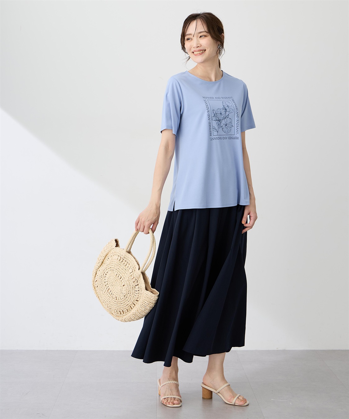 A/C DESIGN BY ALPHA CUBIC フラワーイラストプリントＴシャツ【ひやツヤ・UVカット・接触冷感】_sub_13