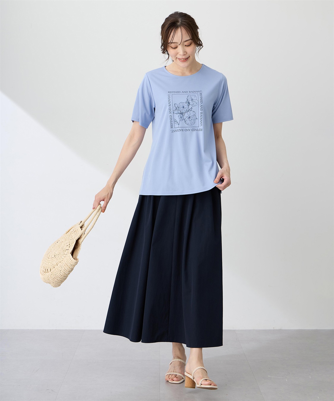 A/C DESIGN BY ALPHA CUBIC フラワーイラストプリントＴシャツ【ひやツヤ・UVカット・接触冷感】_sub_14