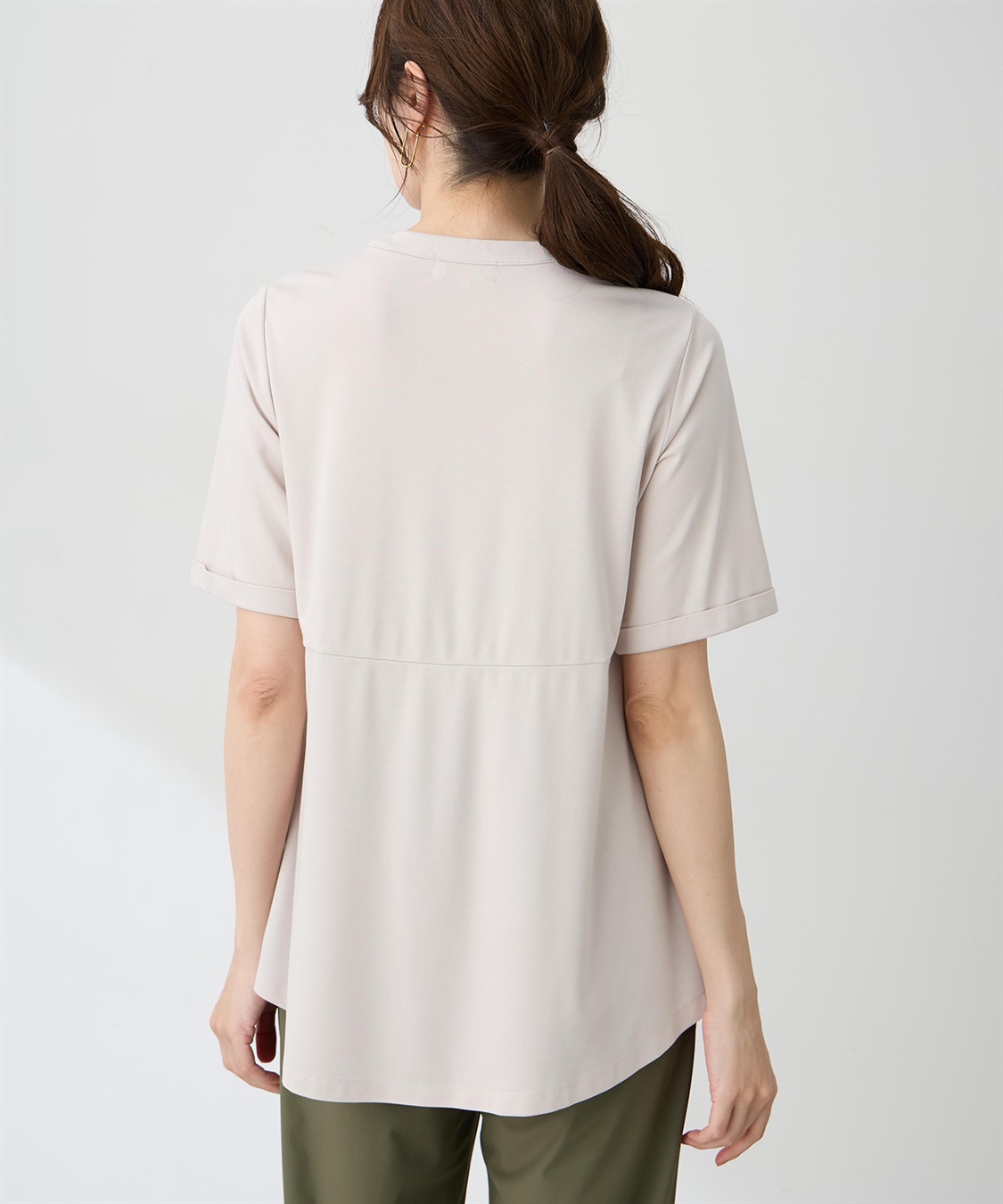 A/C DESIGN BY ALPHA CUBIC クルーネックペプラムTシャツ【ひやツヤ・UVカット・接触冷感】_sub_2