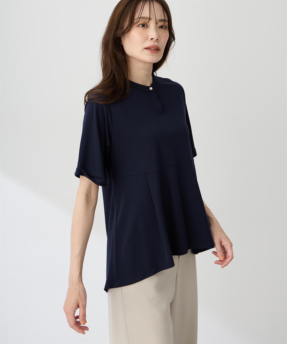 A/C DESIGN BY ALPHA CUBIC クルーネックペプラムTシャツ【ひやツヤ・UVカット・接触冷感】_sub_4