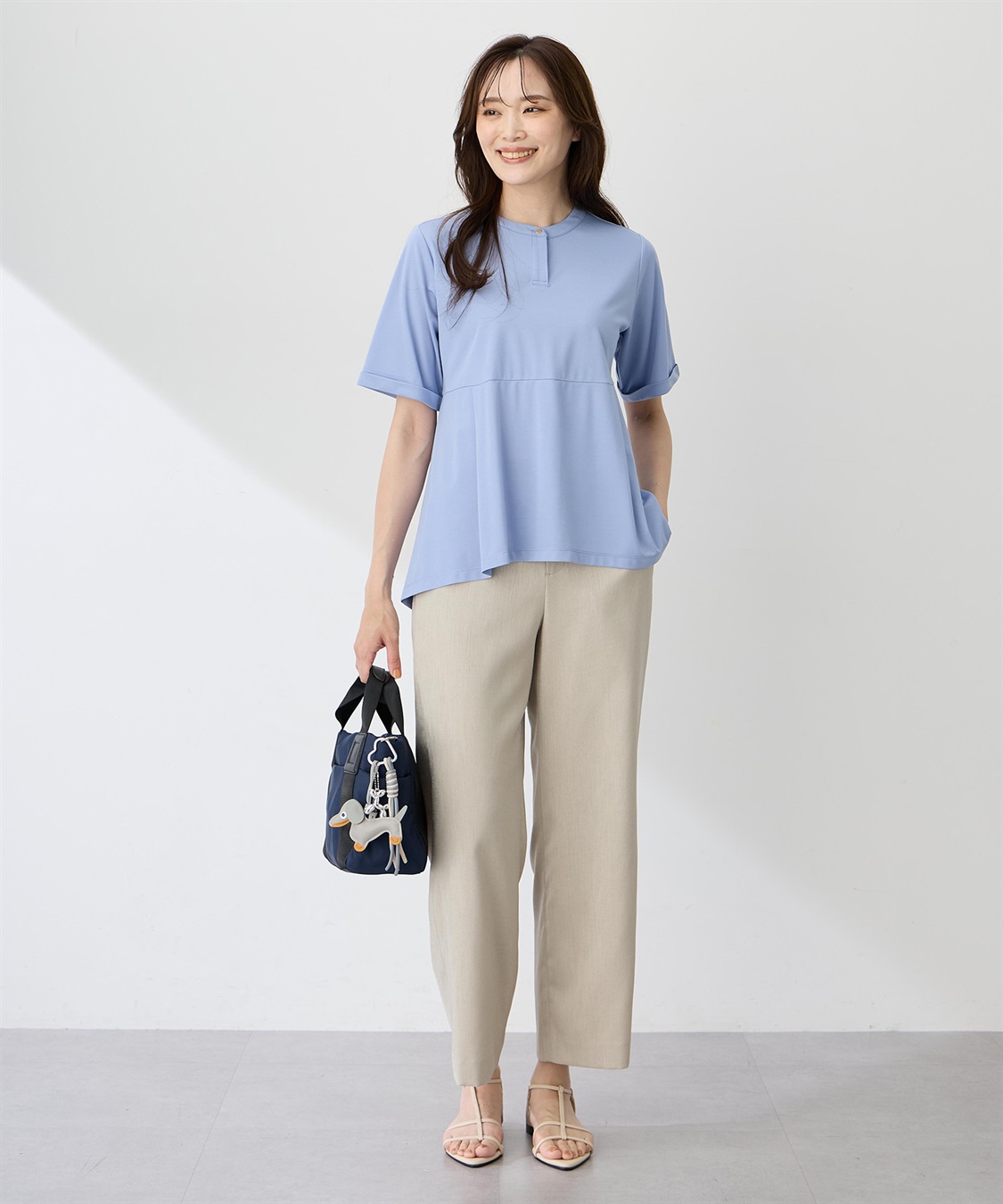 A/C DESIGN BY ALPHA CUBIC クルーネックペプラムTシャツ【ひやツヤ・UVカット・接触冷感】_sub_9