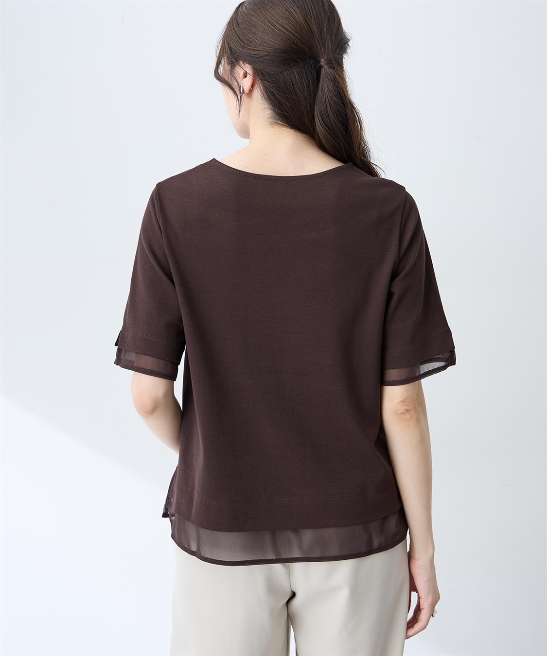 A/C DESIGN BY ALPHA CUBIC シフォンドッキングTシャツ【接触冷感・UVカット】_sub_2
