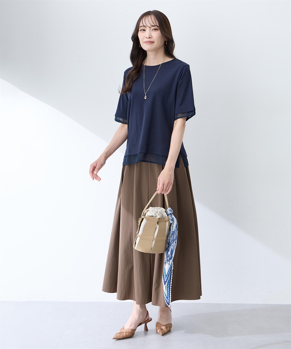 A/C DESIGN BY ALPHA CUBIC シフォンドッキングTシャツ【接触冷感・UVカット】_sub_5