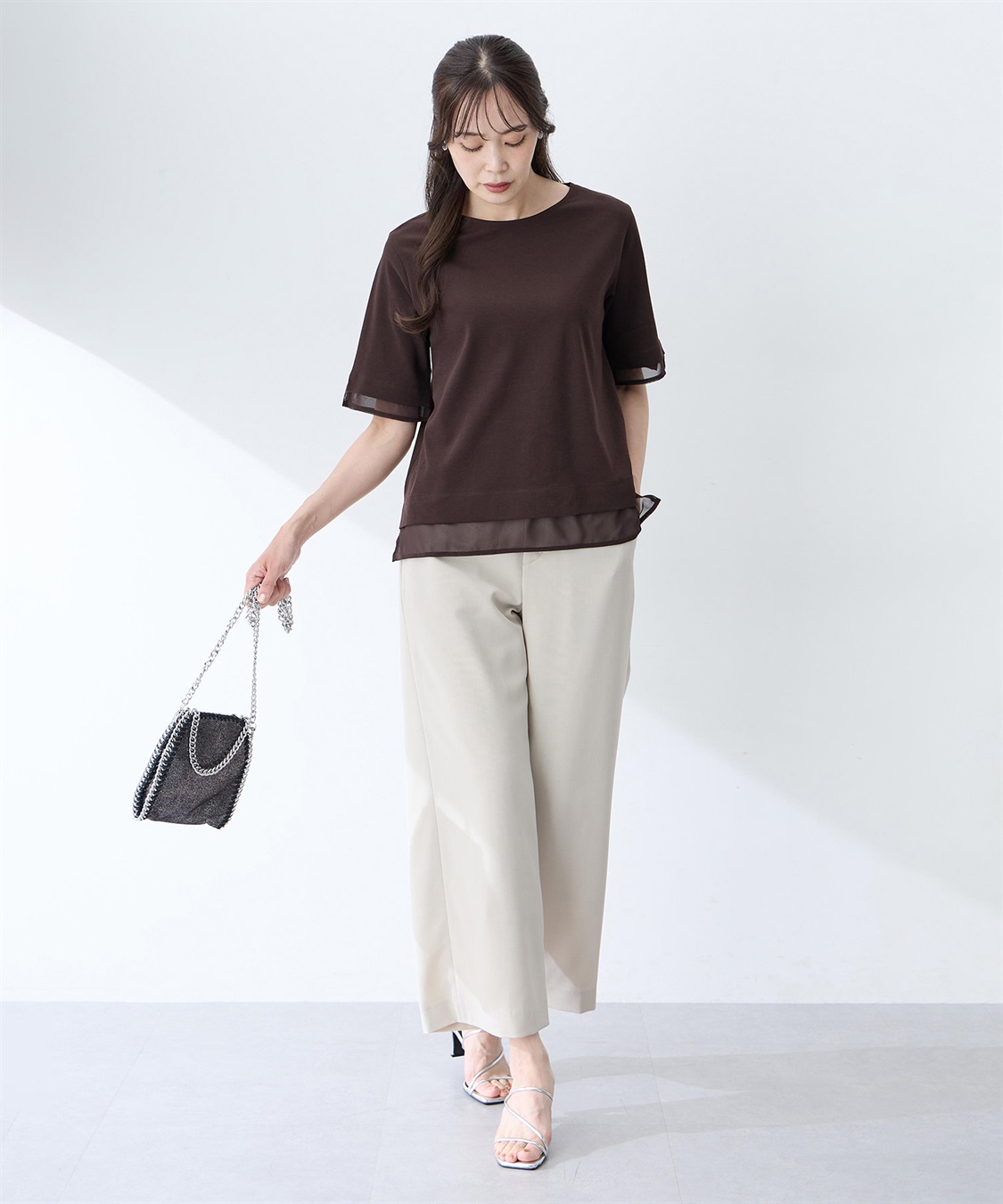 A/C DESIGN BY ALPHA CUBIC シフォンドッキングTシャツ【接触冷感・UVカット】_sub_6