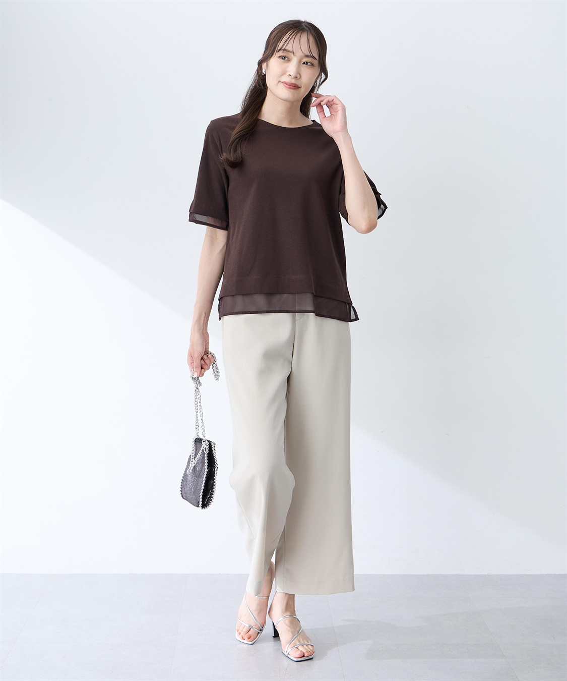 A/C DESIGN BY ALPHA CUBIC シフォンドッキングTシャツ【接触冷感・UVカット】_sub_7