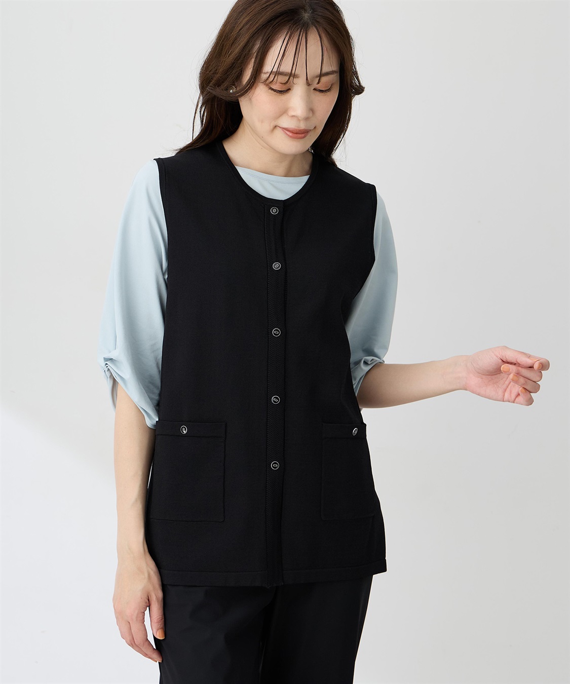 A/C DESIGN BY ALPHA CUBIC クルーネックニットベスト【ハンドウォッシャブル】_sub_5