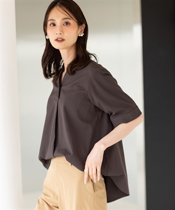 A/C DESIGN BY ALPHA CUBIC ストレッチスキッパーブラウス【接触冷感・UVカット・遮熱・セットアップ対応】_subthumb_1