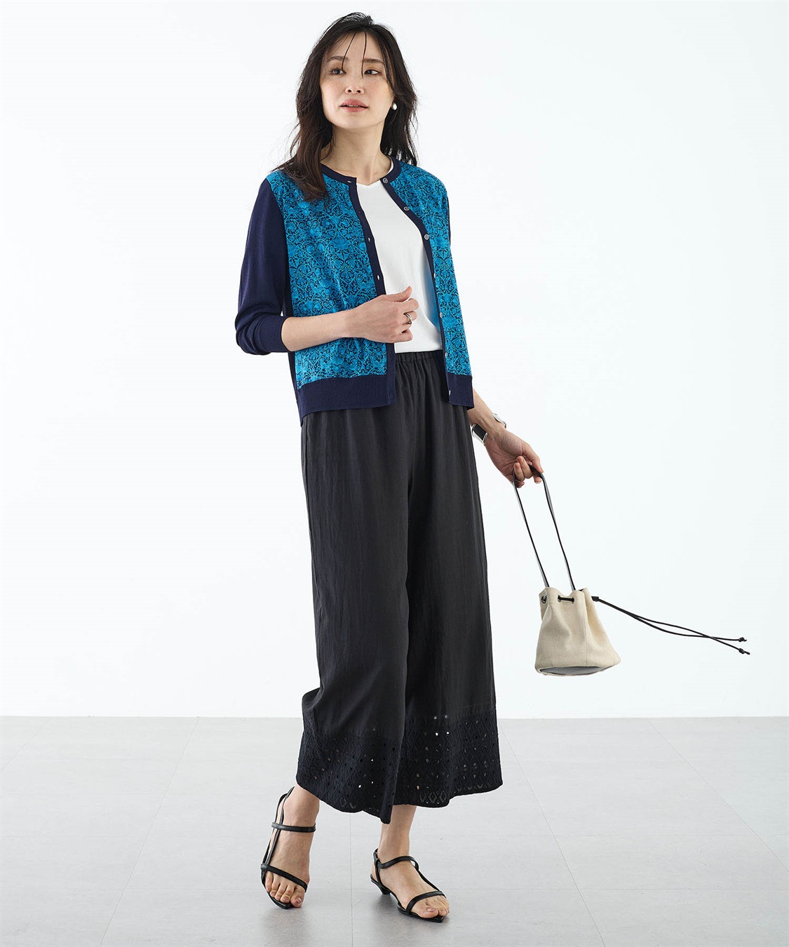 A/C DESIGN BY ALPHA CUBIC ダイヤ刺しゅうワイドパンツ【ウエストゴム】_sub_8