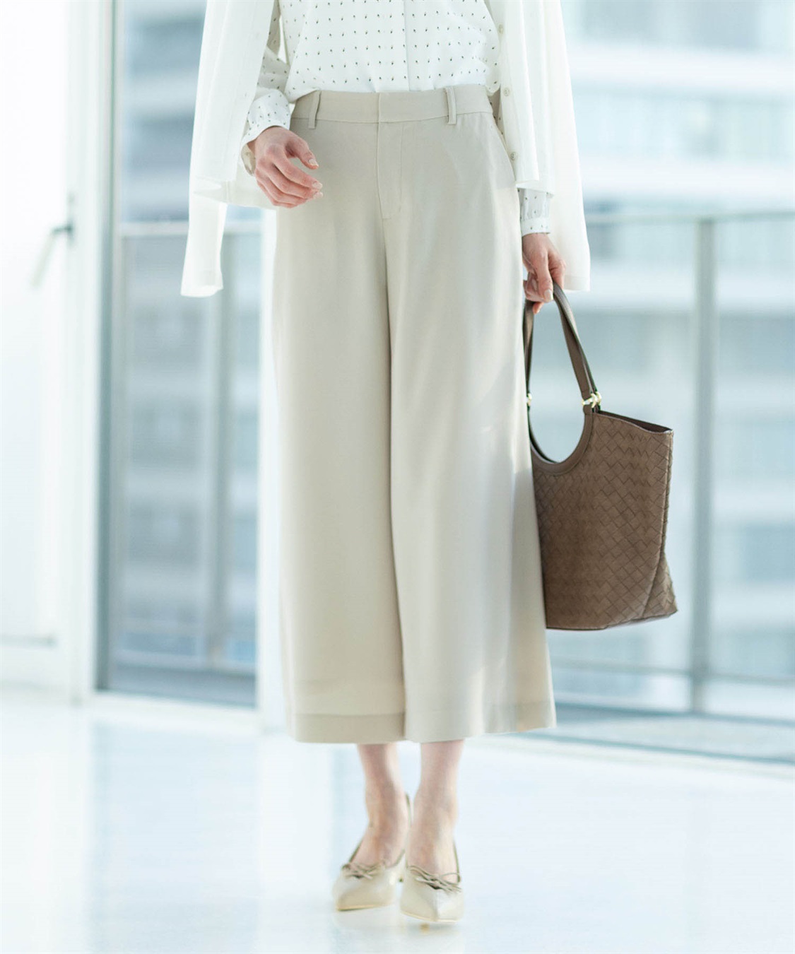 A/C DESIGN BY ALPHA CUBIC ストレッチジョーゼットワイドパンツ【接触冷感・UVカット・吸水速乾・セットアップ対応】_sub_1