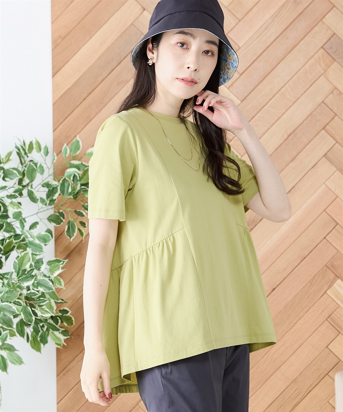 DECOY 【汗染み防止・UVカット・接触冷感】ひやさらギャザー切替チュニックTシャツ_sub_1