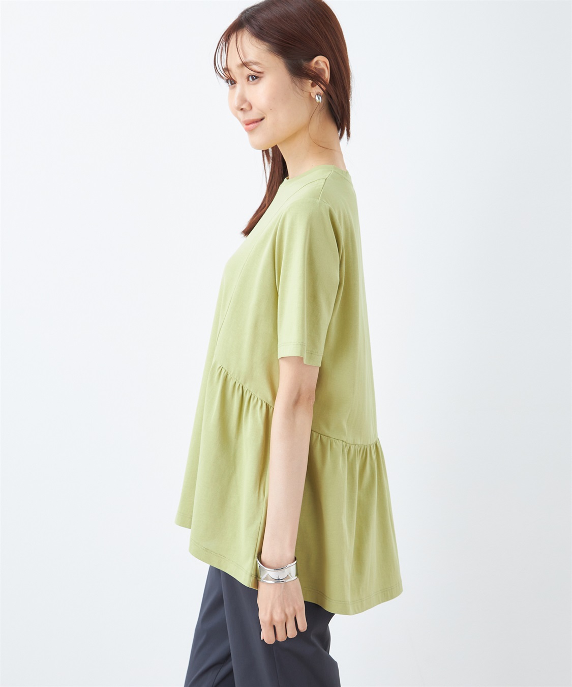 DECOY 【汗染み防止・UVカット・接触冷感】ひやさらギャザー切替チュニックTシャツ_sub_4