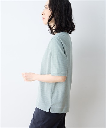 DECOY ミジンボーダー5分袖Tシャツ【オーガニックコットンブレンド】_subthumb_2