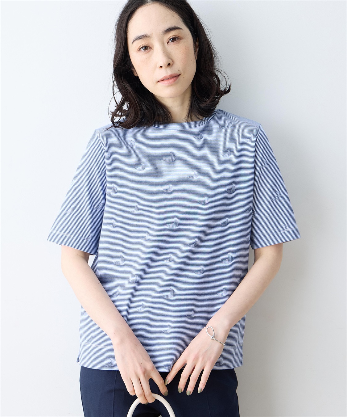 DECOY ミジンボーダー5分袖Tシャツ【オーガニックコットンブレンド】_sub_4
