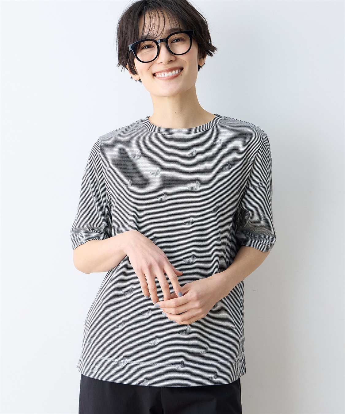 DECOY ミジンボーダー5分袖Tシャツ【オーガニックコットンブレンド】_sub_5