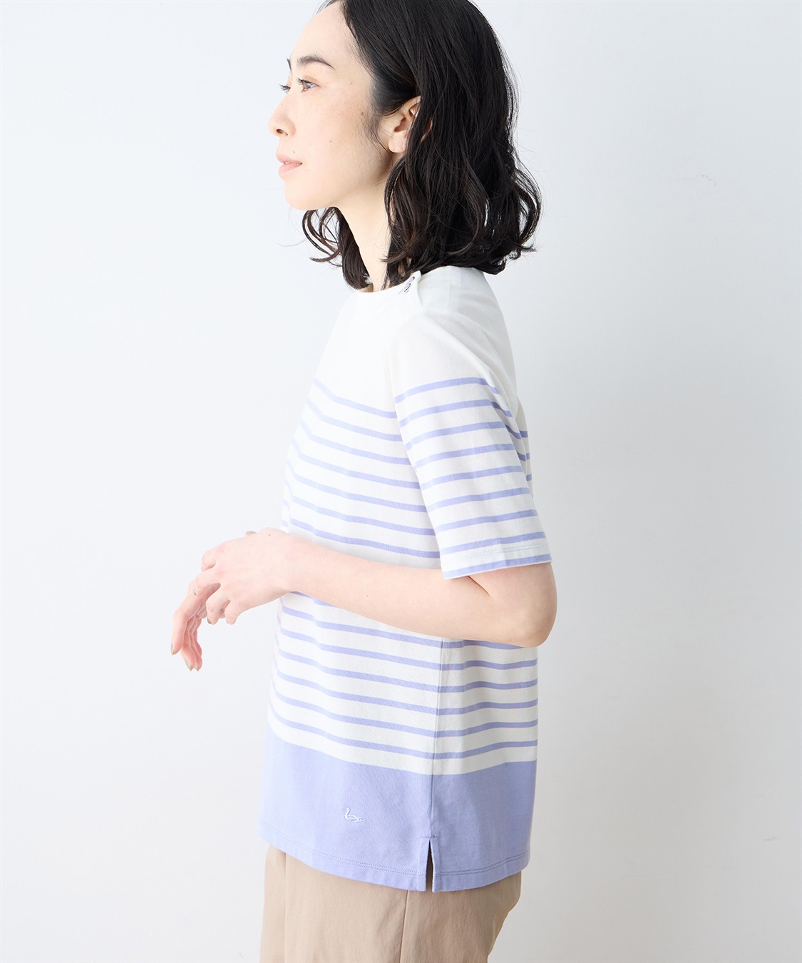 DECOY 【Liberty】リバティプリントパネルボーダープルオーバー【UVカット・接触冷感】【オーガニックコットン】_sub_1