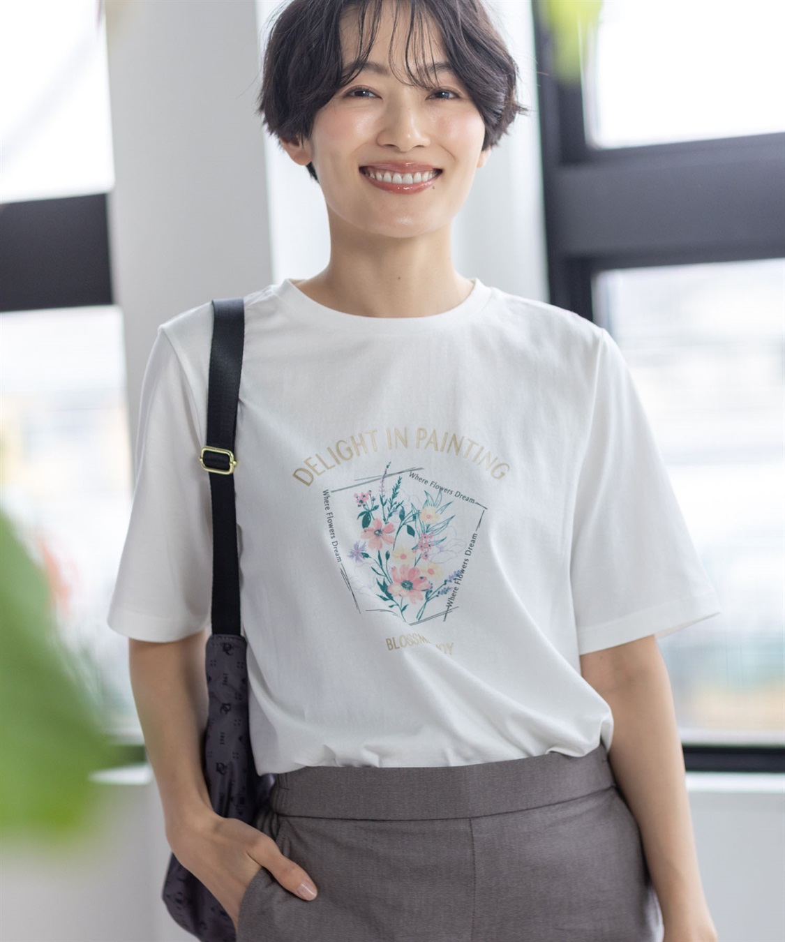 DECOY 【ひやさらコットン】フラワープリントTシャツ【綿100％・接触冷感・UVカット】_sub_1