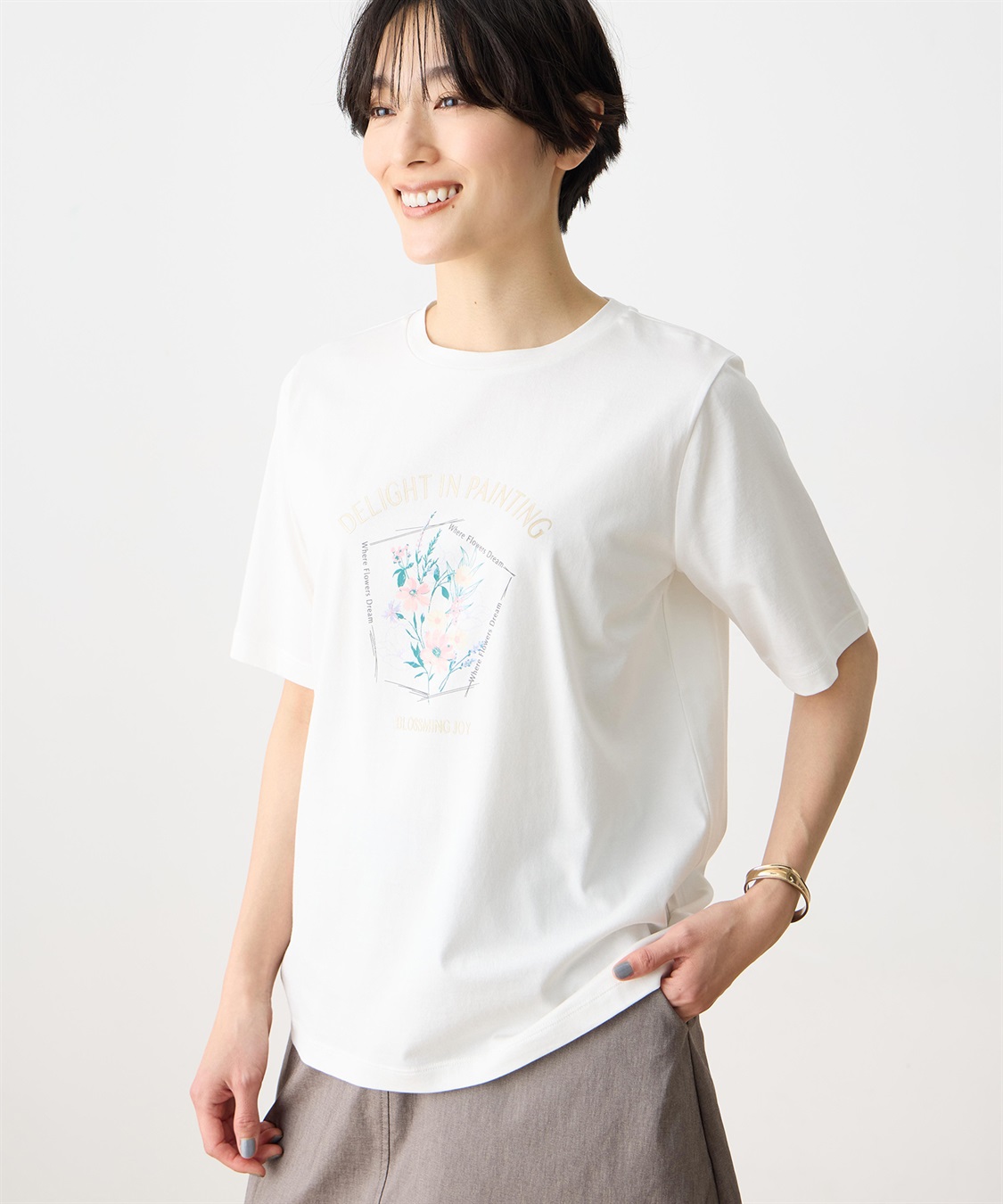 DECOY 【ひやさらコットン】フラワープリントTシャツ【綿100％・接触冷感・UVカット】_sub_3