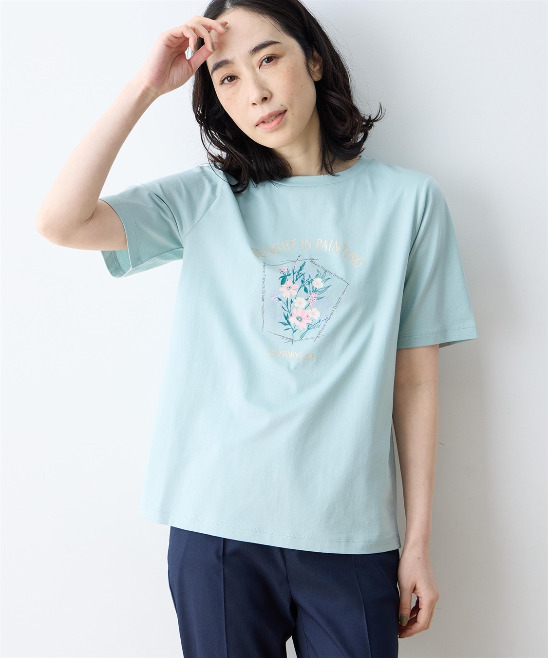 DECOY 【ひやさらコットン】フラワープリントTシャツ【綿100％・接触冷感・UVカット】_sub_6