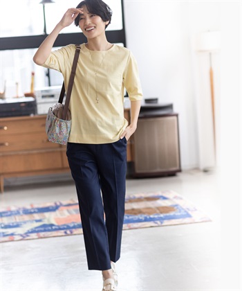 DECOY 【ひやさらコットン】ジャガード6分袖Tシャツ【綿100％・接触冷感・UVカット】_subthumb_2