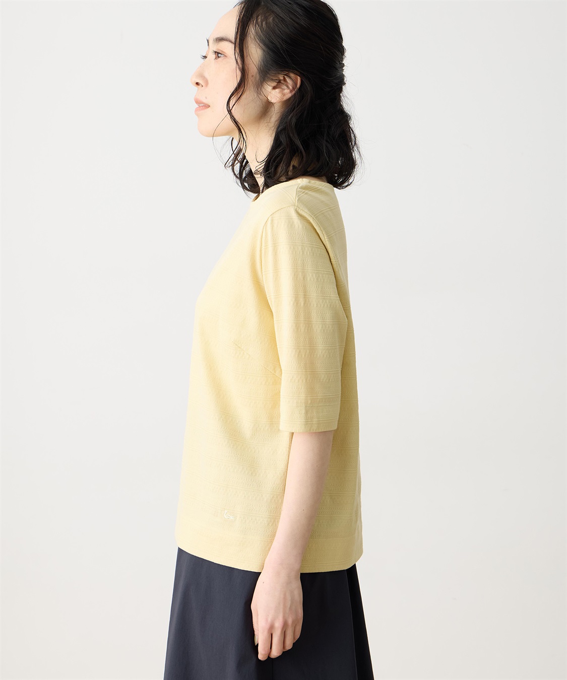 DECOY 【ひやさらコットン】ジャガード6分袖Tシャツ【綿100％・接触冷感・UVカット】_sub_5