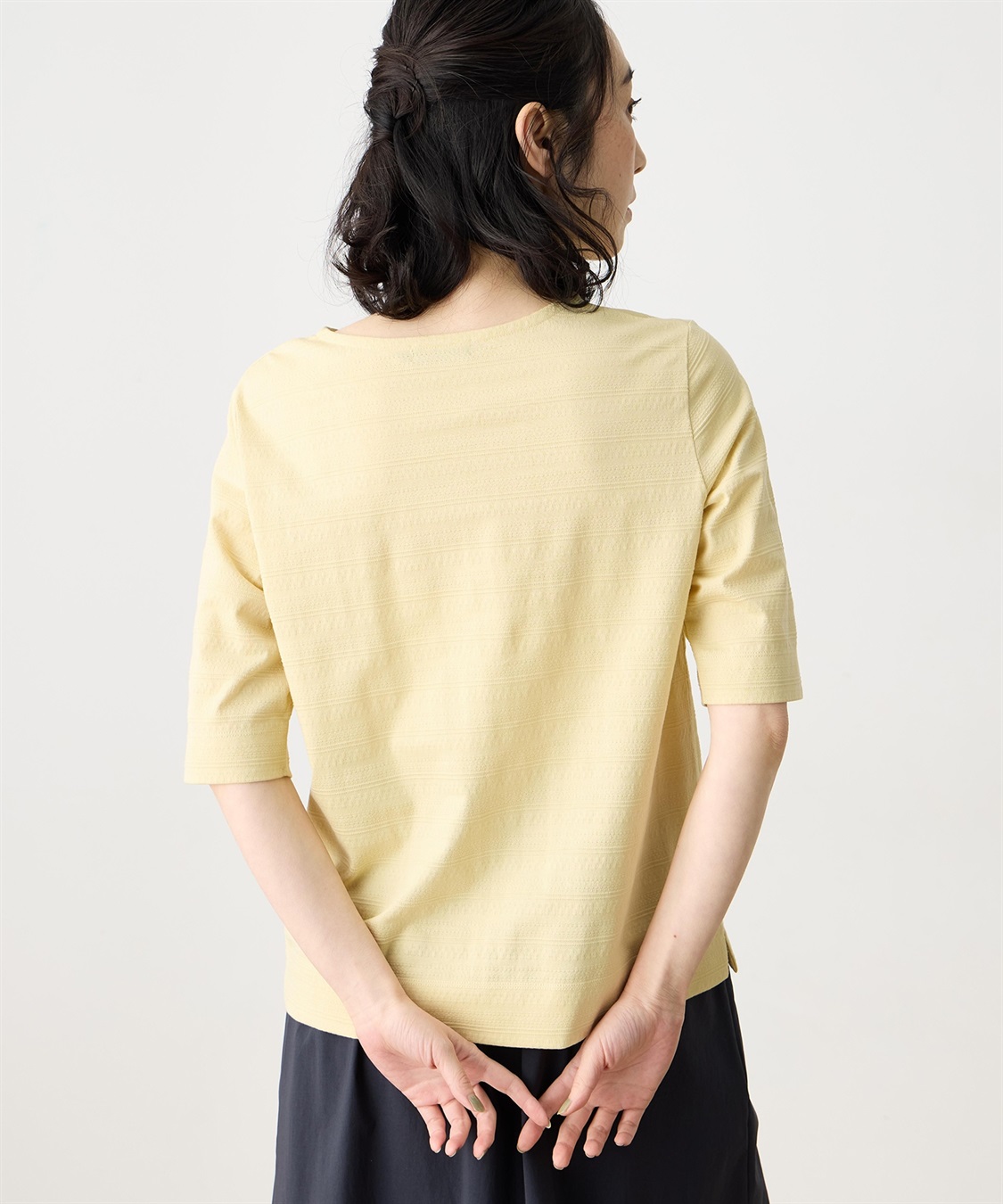 DECOY 【ひやさらコットン】ジャガード6分袖Tシャツ【綿100％・接触冷感・UVカット】_sub_6