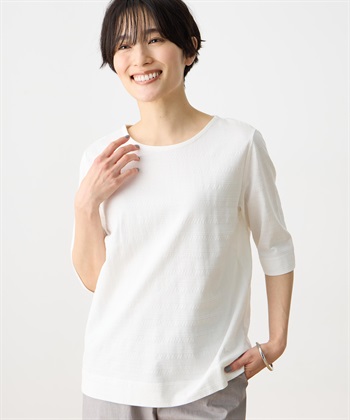 DECOY 【ひやさらコットン】ジャガード6分袖Tシャツ【綿100％・接触冷感・UVカット】_subthumb_8
