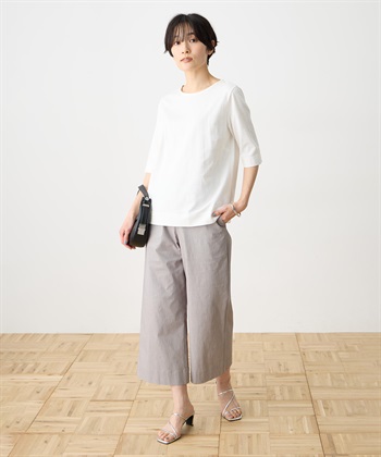 DECOY 【ひやさらコットン】ジャガード6分袖Tシャツ【綿100％・接触冷感・UVカット】_subthumb_9
