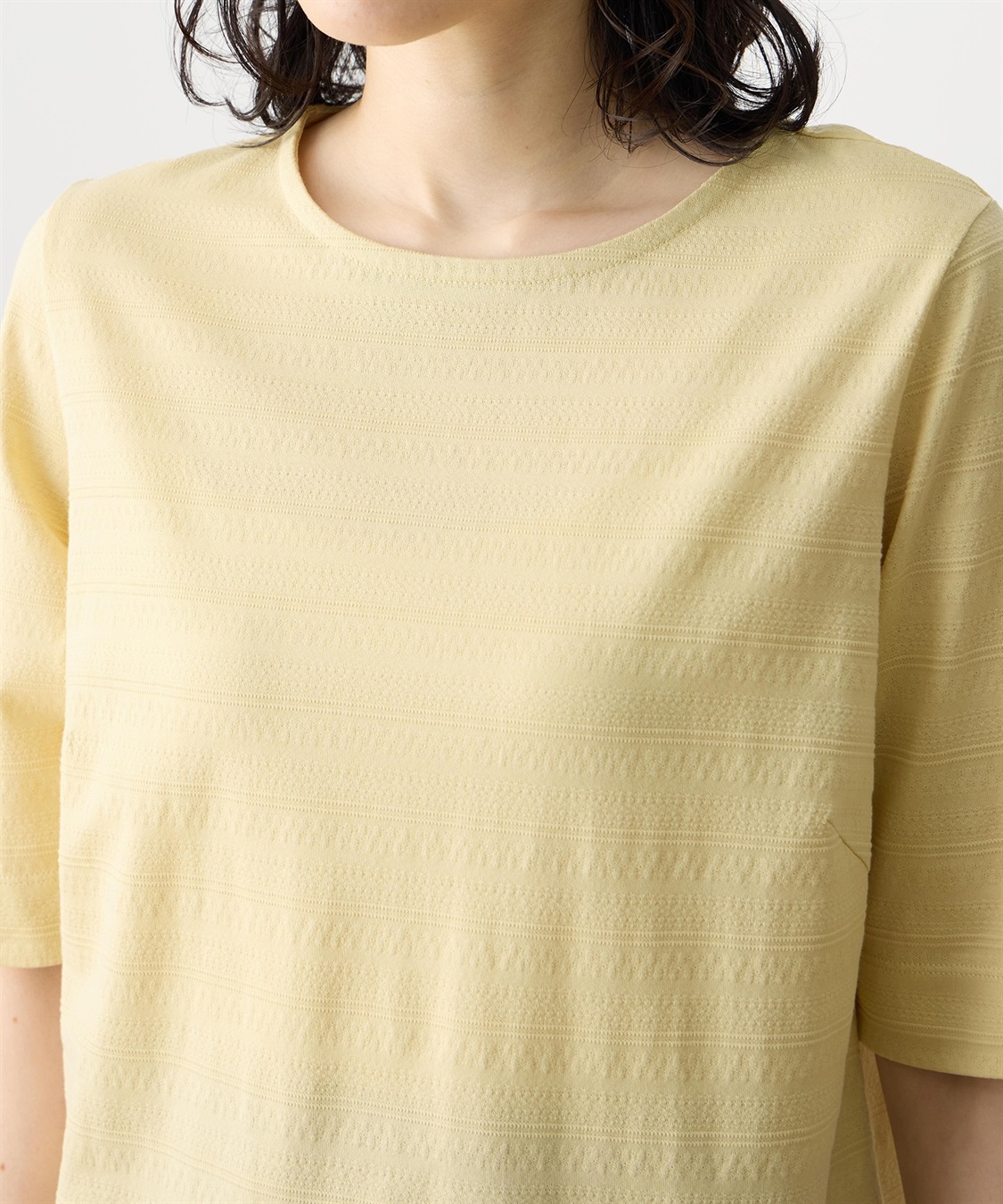 DECOY 【ひやさらコットン】ジャガード6分袖Tシャツ【綿100％・接触冷感・UVカット】_sub_15