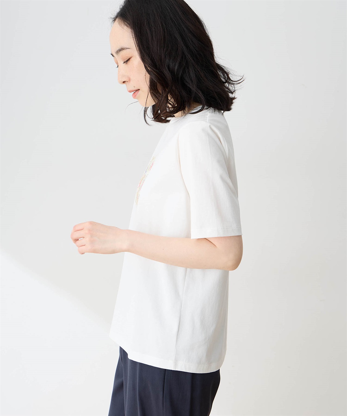 DECOY 【ひやさらコットン】フラワープリントTシャツ【綿100％・接触冷感・UVカット】_sub_2