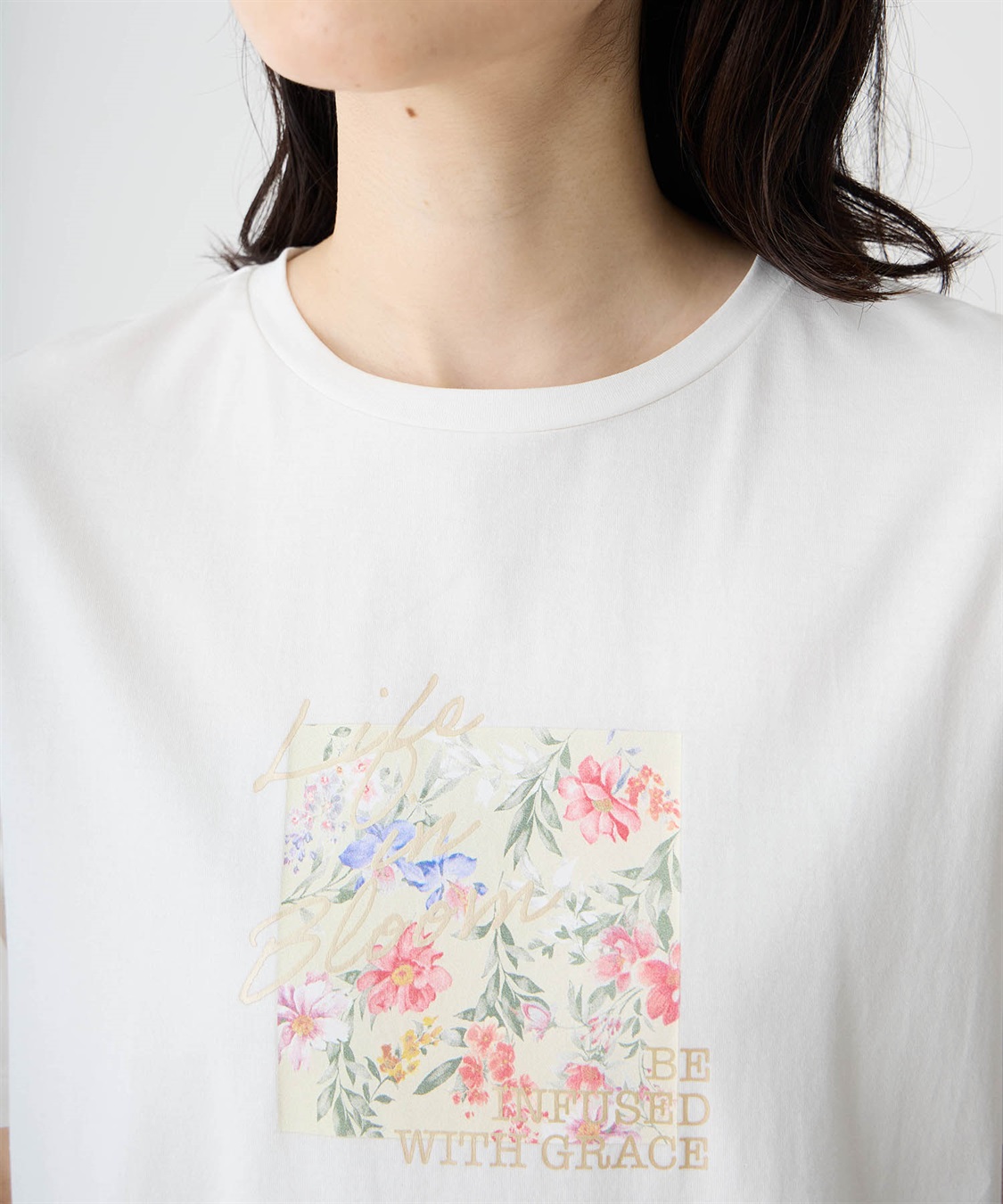 DECOY 【ひやさらコットン】フラワープリントTシャツ【綿100％・接触冷感・UVカット】_sub_14