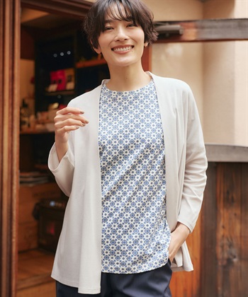 DECOY 【ひやさらコットン】小紋柄プリントTシャツ【綿100％・接触冷感・UVカット】_subthumb_1