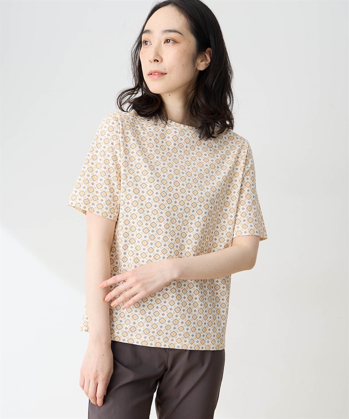 DECOY 【ひやさらコットン】小紋柄プリントTシャツ【綿100％・接触冷感・UVカット】_sub_2
