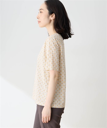 DECOY 【ひやさらコットン】小紋柄プリントTシャツ【綿100％・接触冷感・UVカット】_subthumb_3