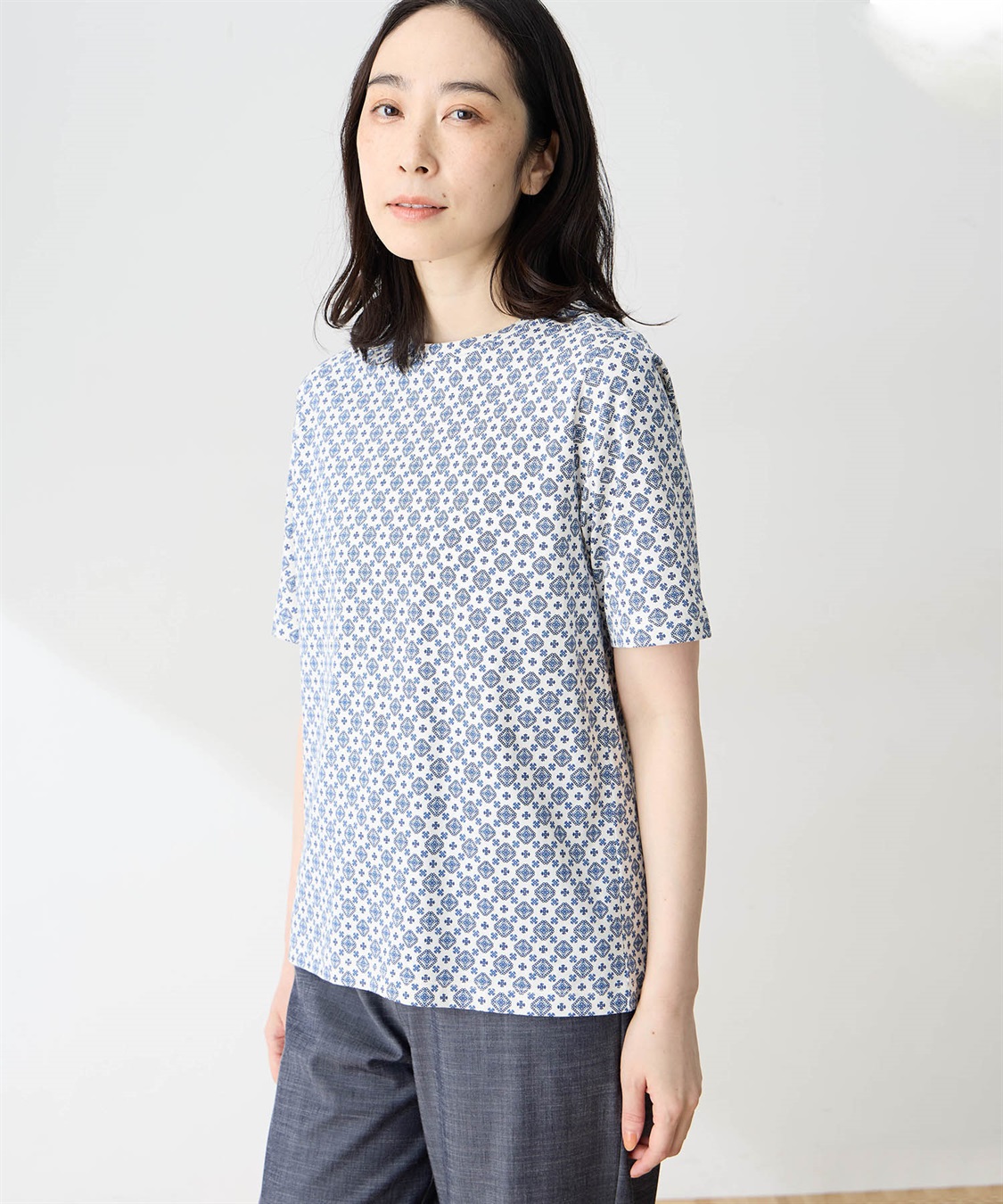 DECOY 【ひやさらコットン】小紋柄プリントTシャツ【綿100％・接触冷感・UVカット】_sub_5
