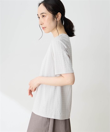 DECOY 【ひやさらコットン】ジャガードチュニックTシャツ【綿100％・接触冷感・UVカット】_subthumb_1