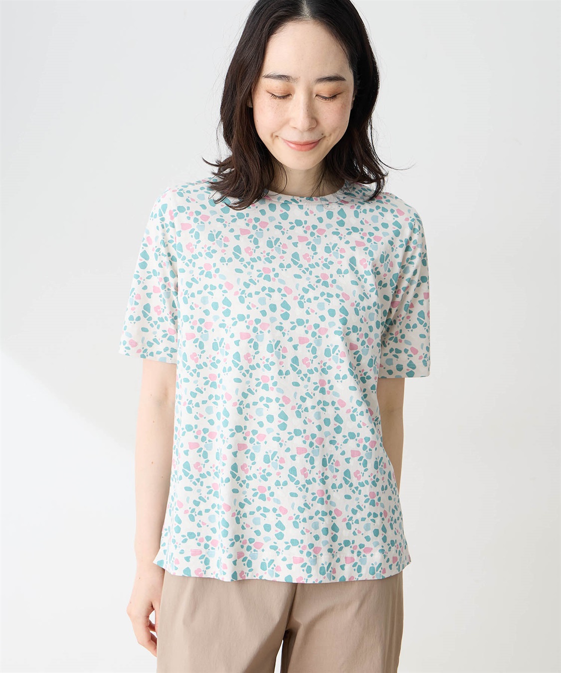 DECOY 【ひやさらコットン in Blooomコラボ】総柄プリントTシャツ【綿100％・接触冷感・UVカット】_sub_2