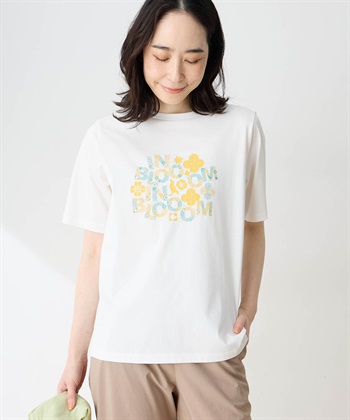 DECOY 【ひやさらコットン in Blooomコラボ】フラワーロゴプリントTシャツ【綿100％・接触冷感・UVカット】_subthumb_1