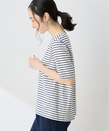 DECOY 【ひやさらコットン トムさんコラボ】コイくんプリントボーダーTシャツ【綿100％・接触冷感・UVカット】_subthumb_1